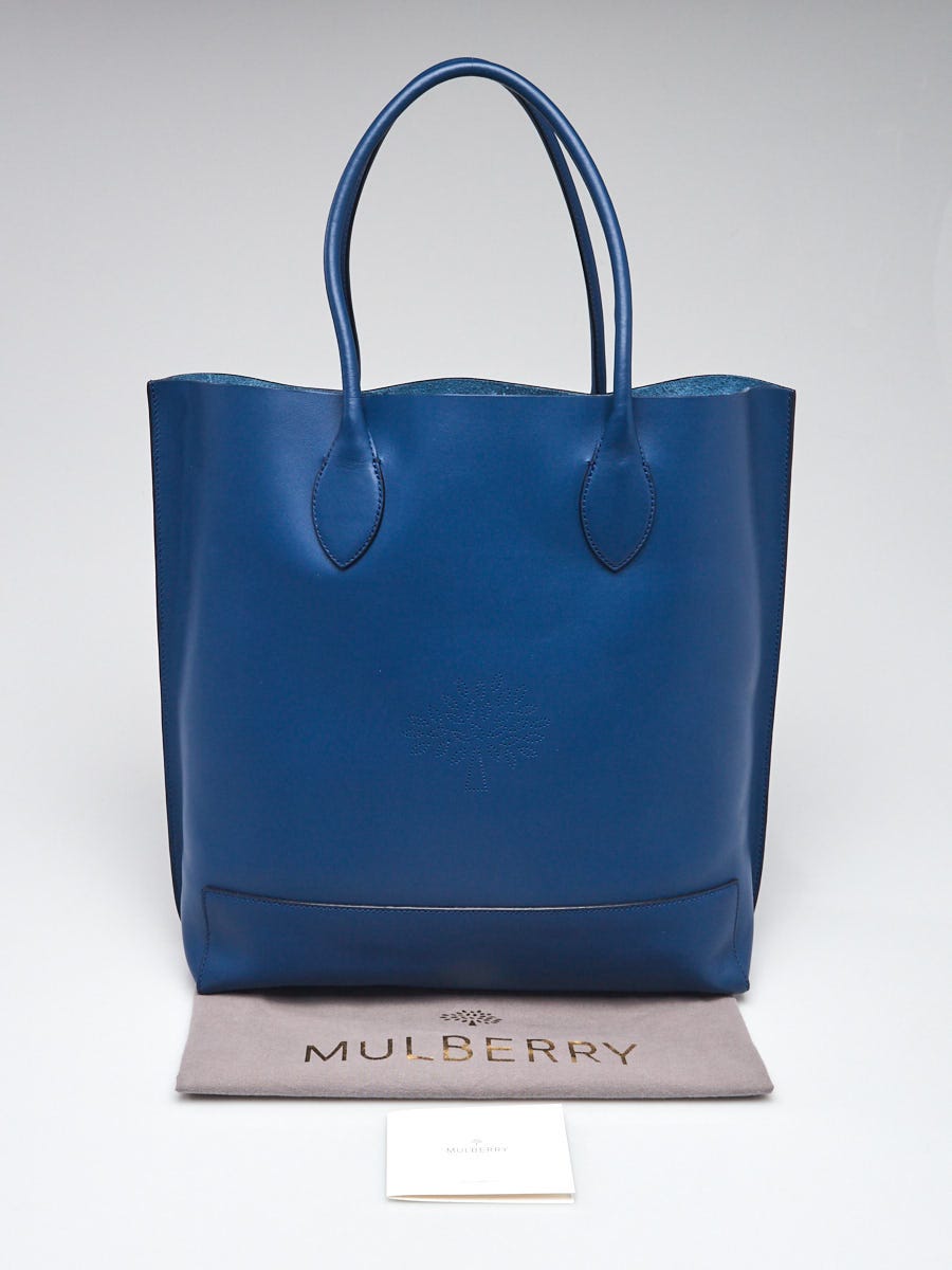 Mulberry Blue Nappa Leather Perforated Blossom Tote Bag | Yoogi's
