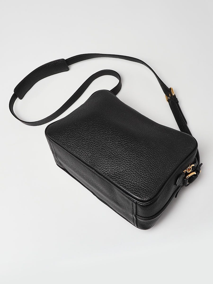 Prada Black Vitello Phenix Leather Double Zip Crossbody Bag 1BH079