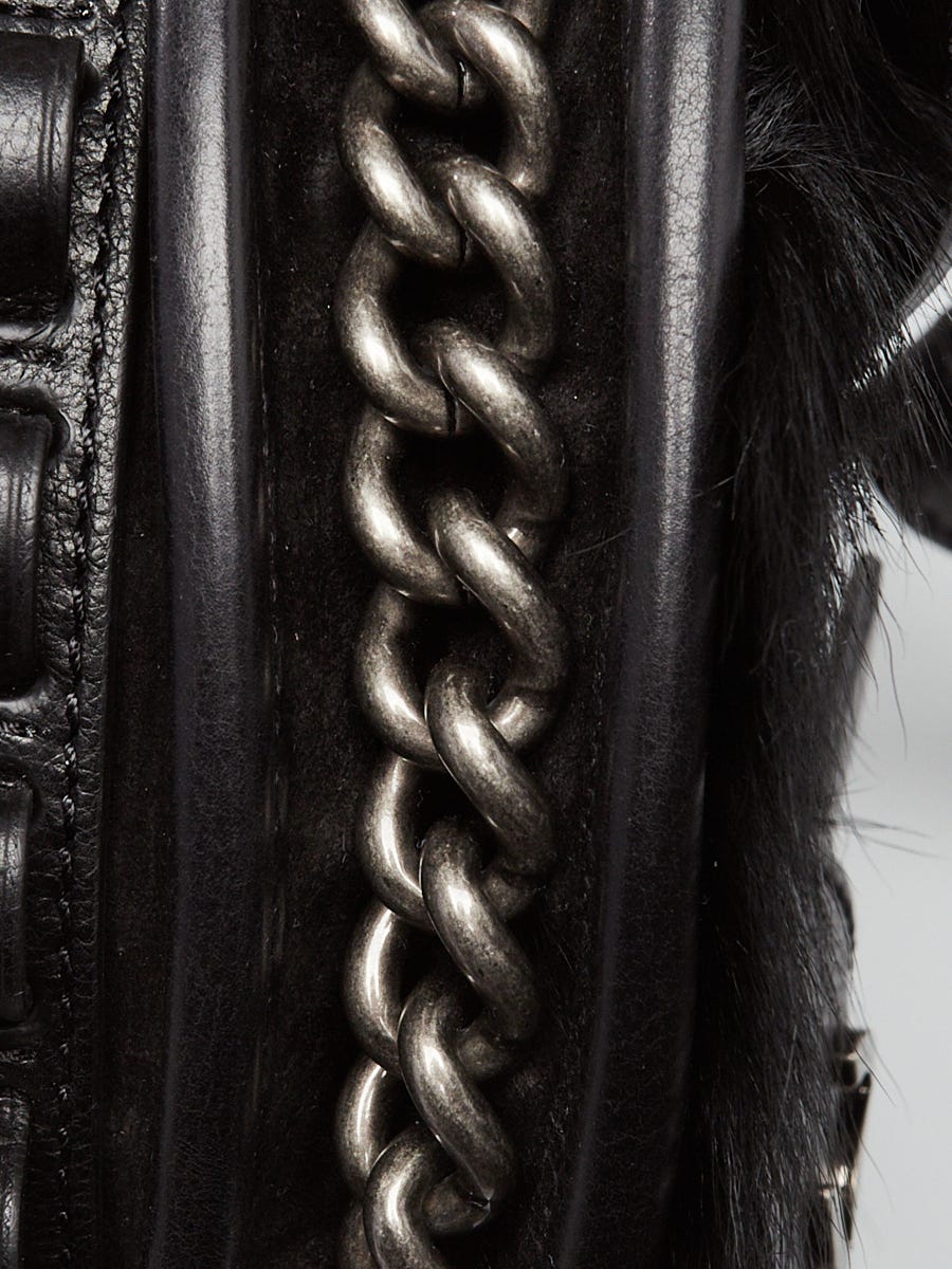 Chanel Black Pony Hair and Quilted Leather Dallas Studded Saddle