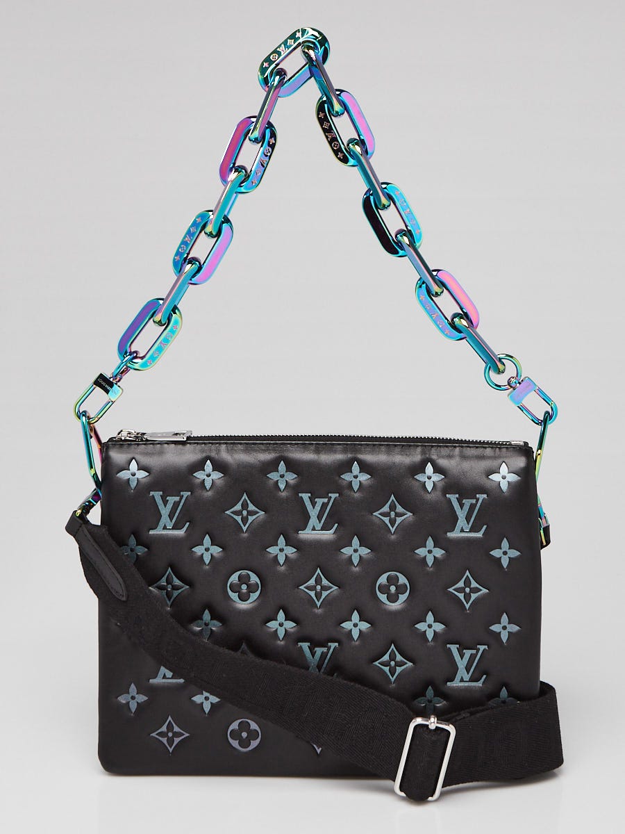 Louis Vuitton Black Monogram Embossed Lambskin Leather Ski Coussin