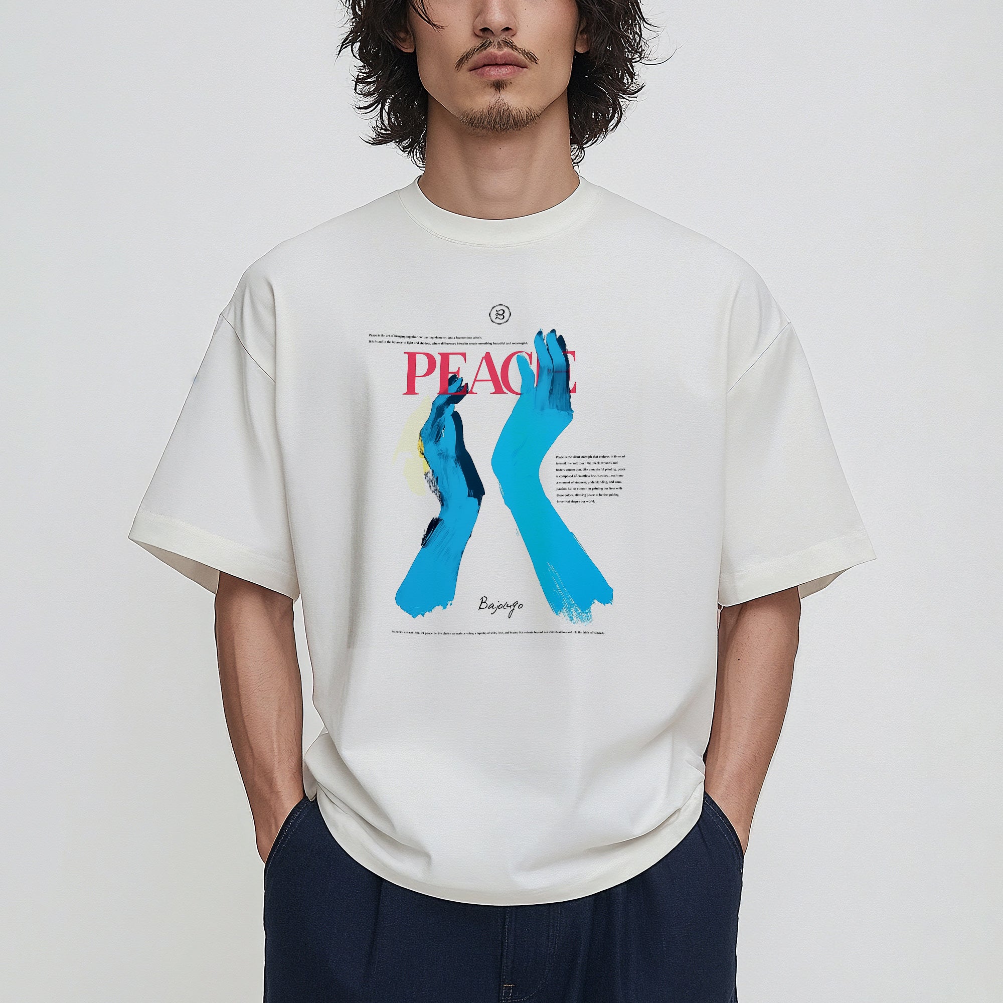 ピース アートワーク 半袖Tシャツ（4563496）ホワイト – BajoLugo