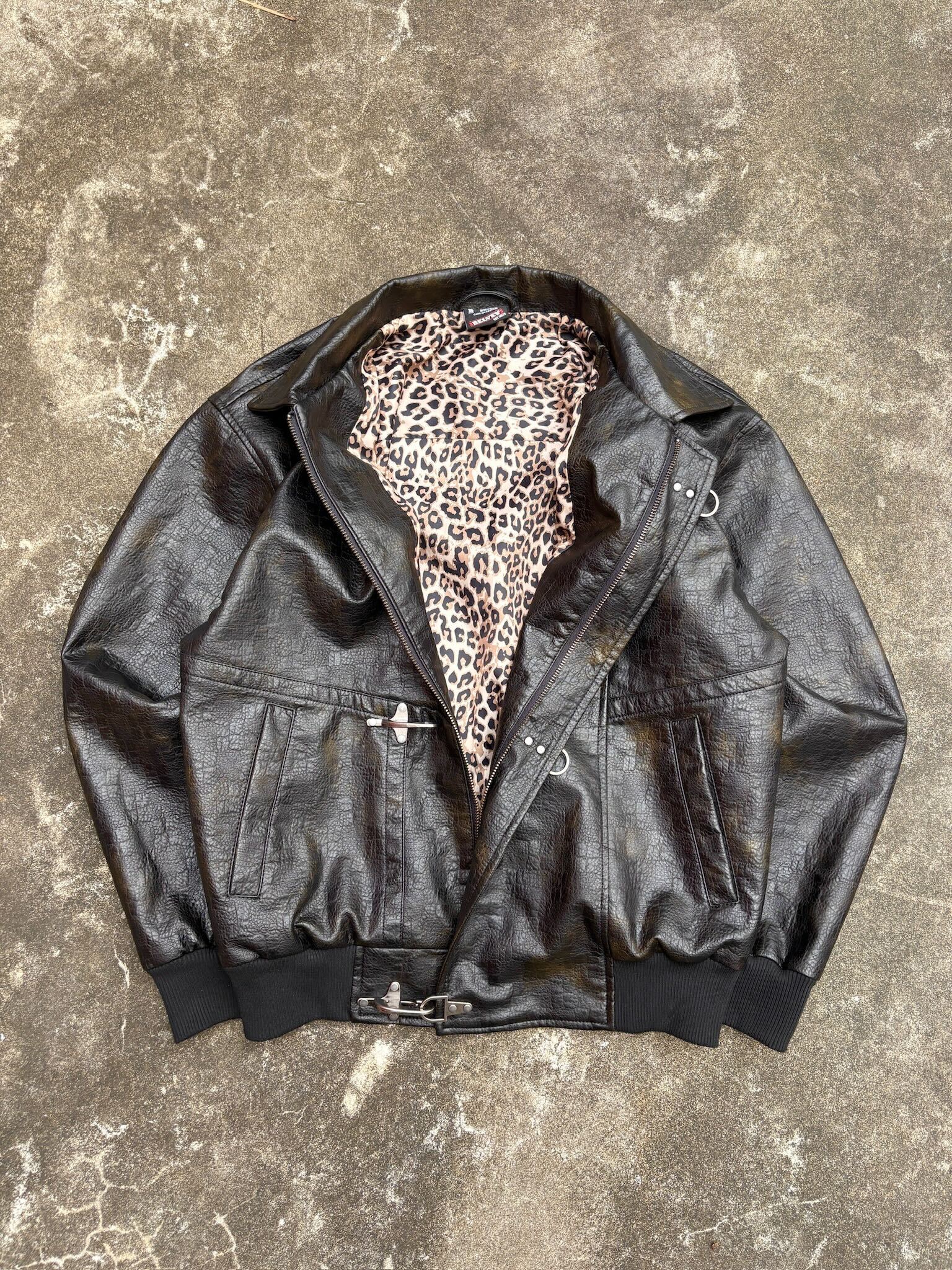 ジャケット・アウター belvet Leopard Lined Fireman Jacket Leopard