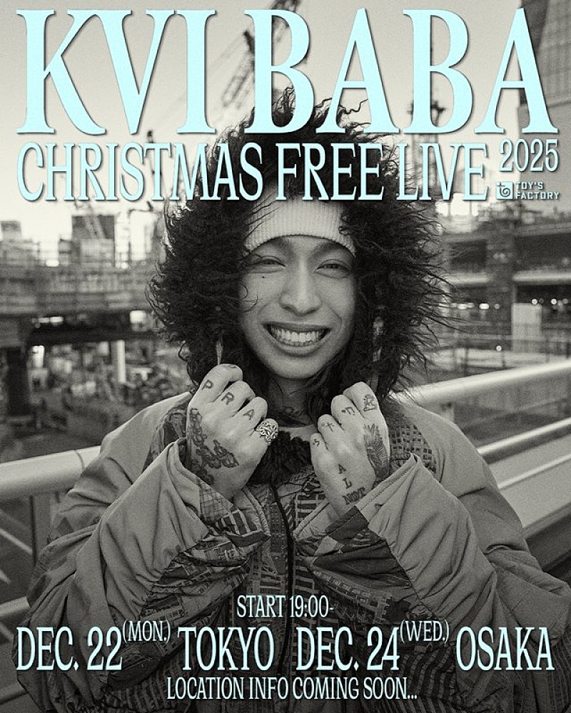 Kvi Baba、東阪にてクリスマスフリーライブ開催＆会場で最新AL