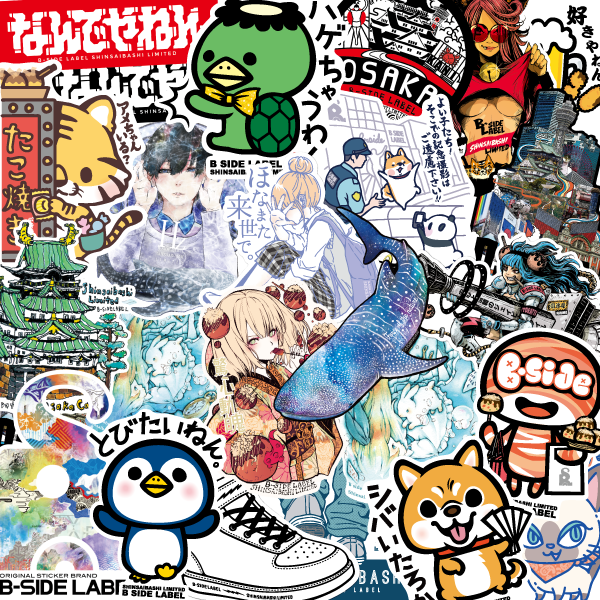 ビーサイドレーベル 心斎橋2周年 ステッカー 7種類 ビーサイドレーベル