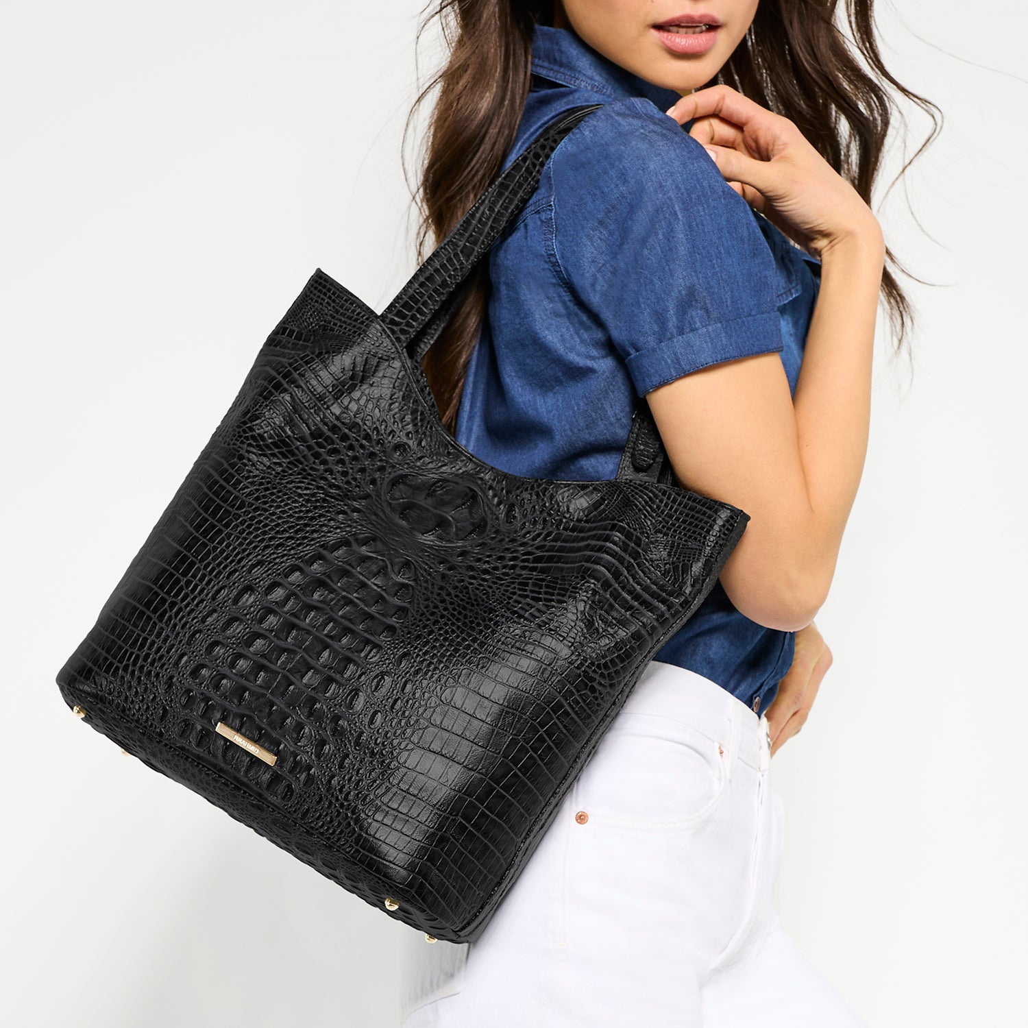 Brayden Open Tote | Blue Alden Road | BRAHMIN