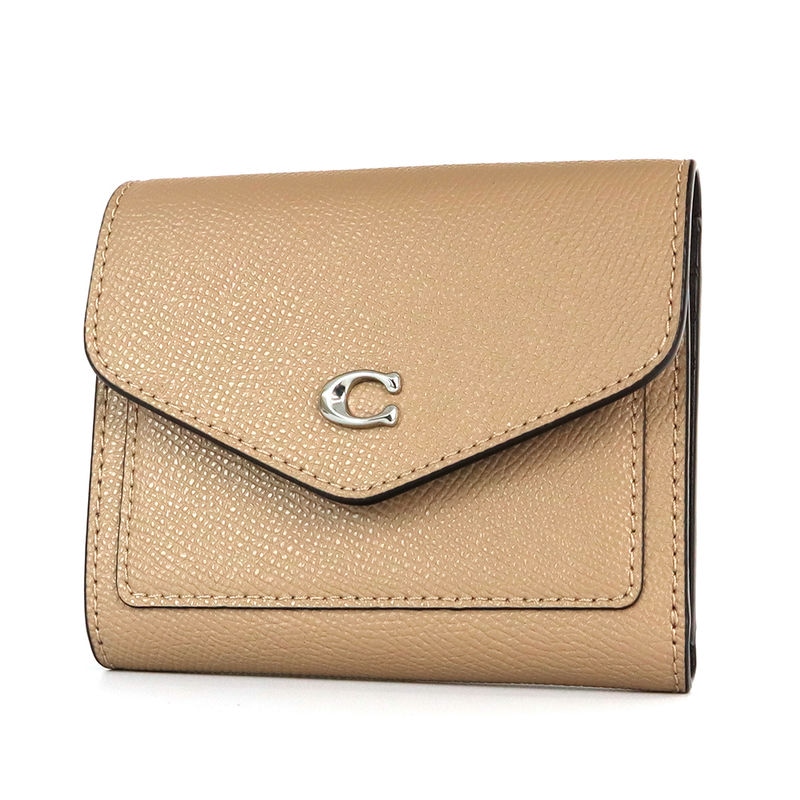 Brandol / COACH コーチ 折り財布 シグネチャー オレンジ系×ベージュ