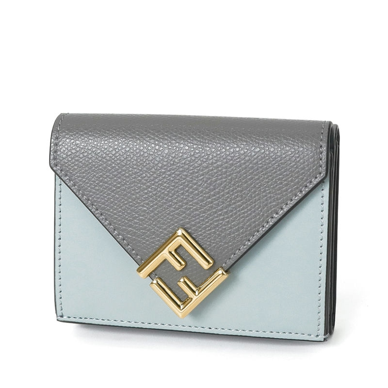 FENDI ライトグレー レザー 二つ折り財布