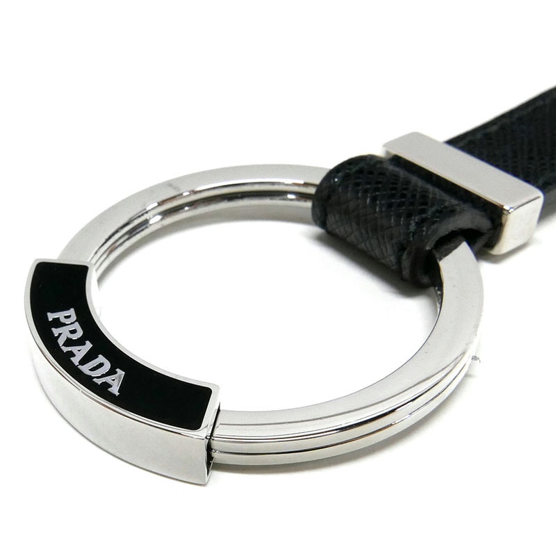 みいPRADA ブラック レザー キーリング Prada ブラックレザー