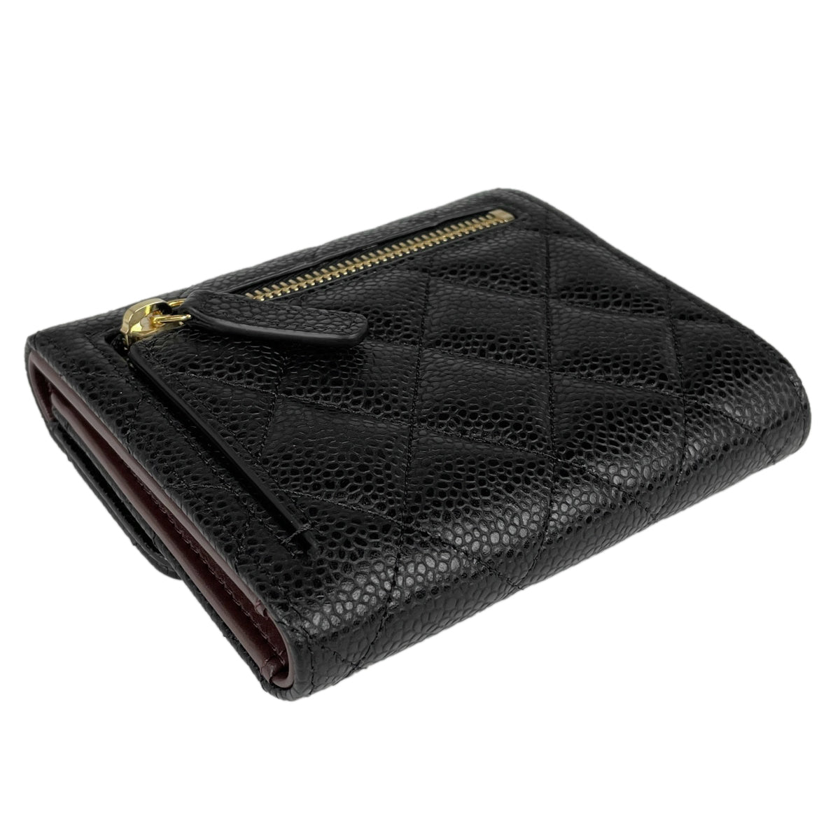 ジャンク品！CHANEL ブラックレザー 二つ折り財布