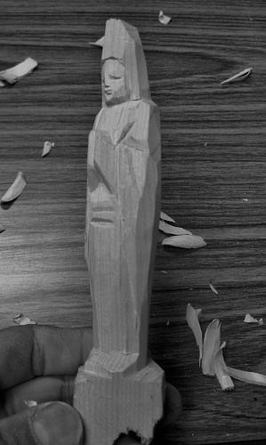 Y2293-28 仏教 木彫り 円空仏 義刀作 高さ29㎝ I Y2293-28 仏教 木彫り