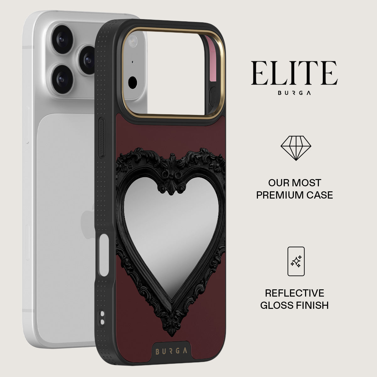 ブルガ BURGA iPhone17proケース ブラック ハート ブルガ BURGA