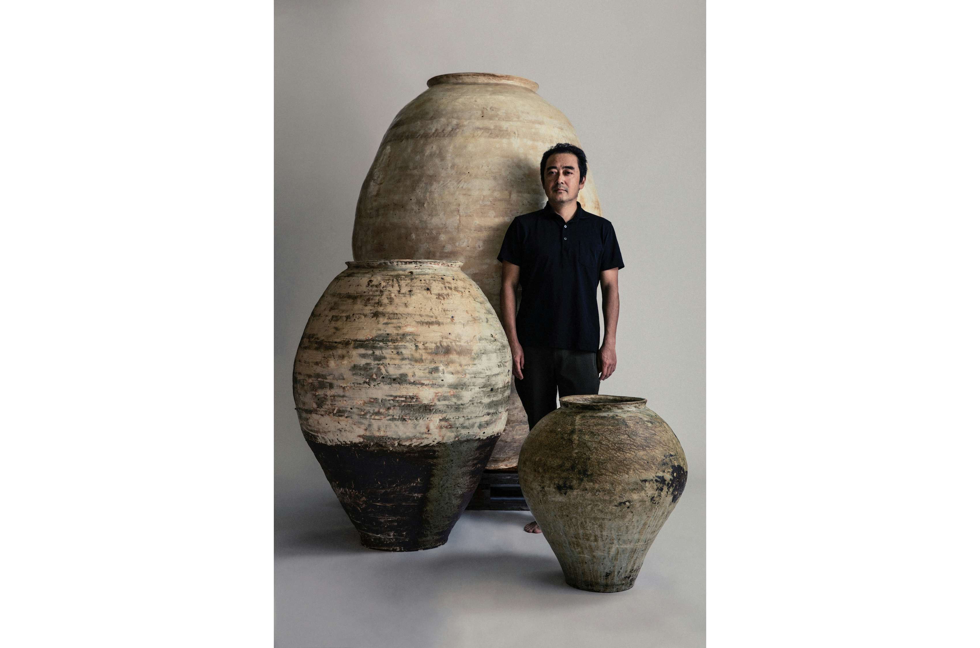 大明萬年製 陶器の壺 人物 大明萬年製 陶器の壺 人物 D000019-1950