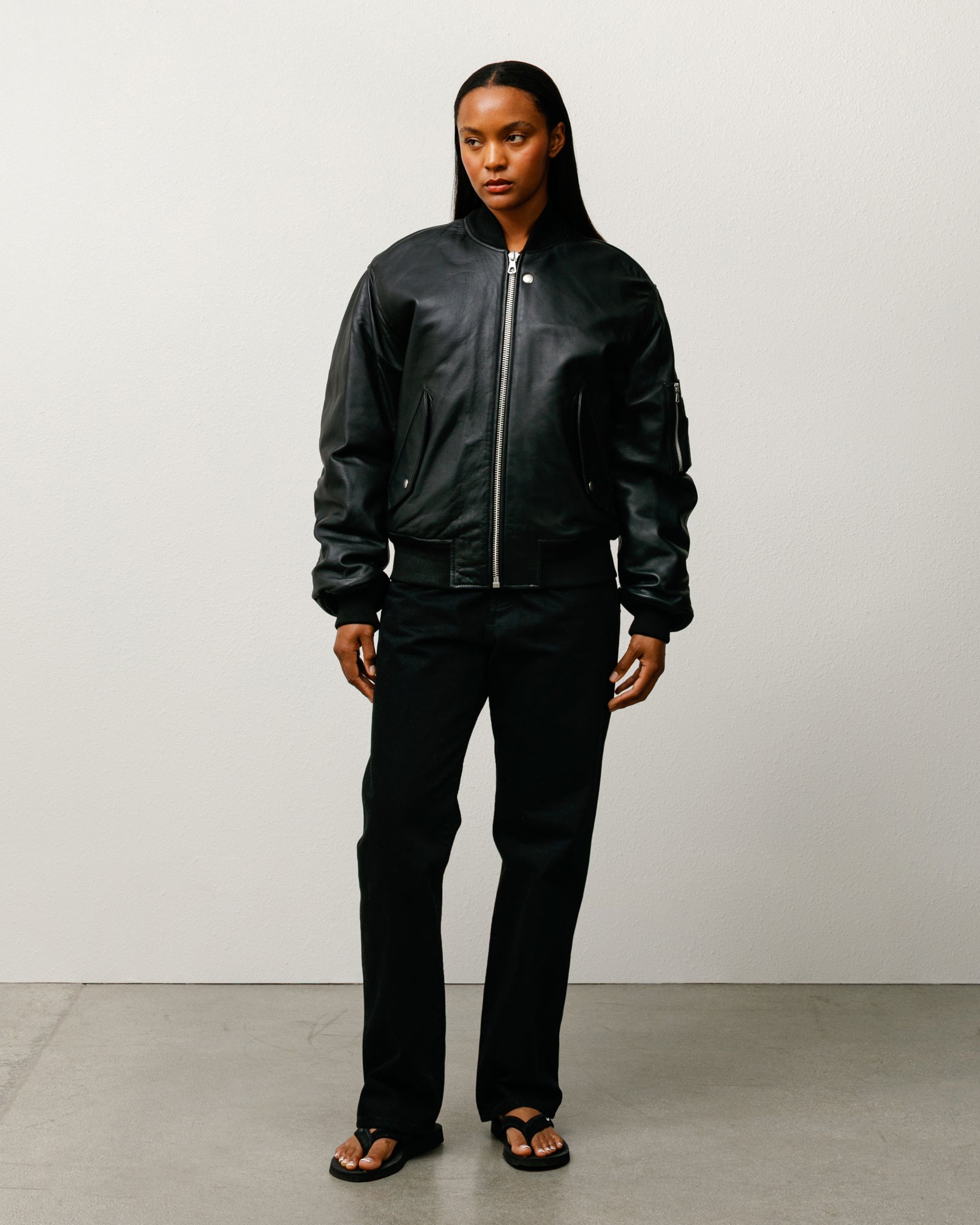 Leather Built Bomber – Black | Outerwear | Stüssy Canada