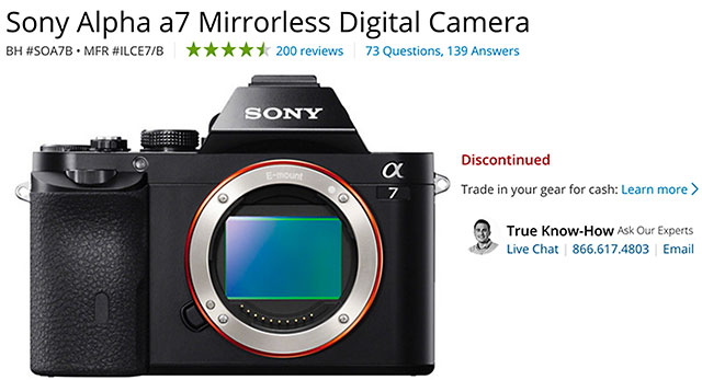 ソニー初代α7が海外のオンラインストアでディスコンになった模様