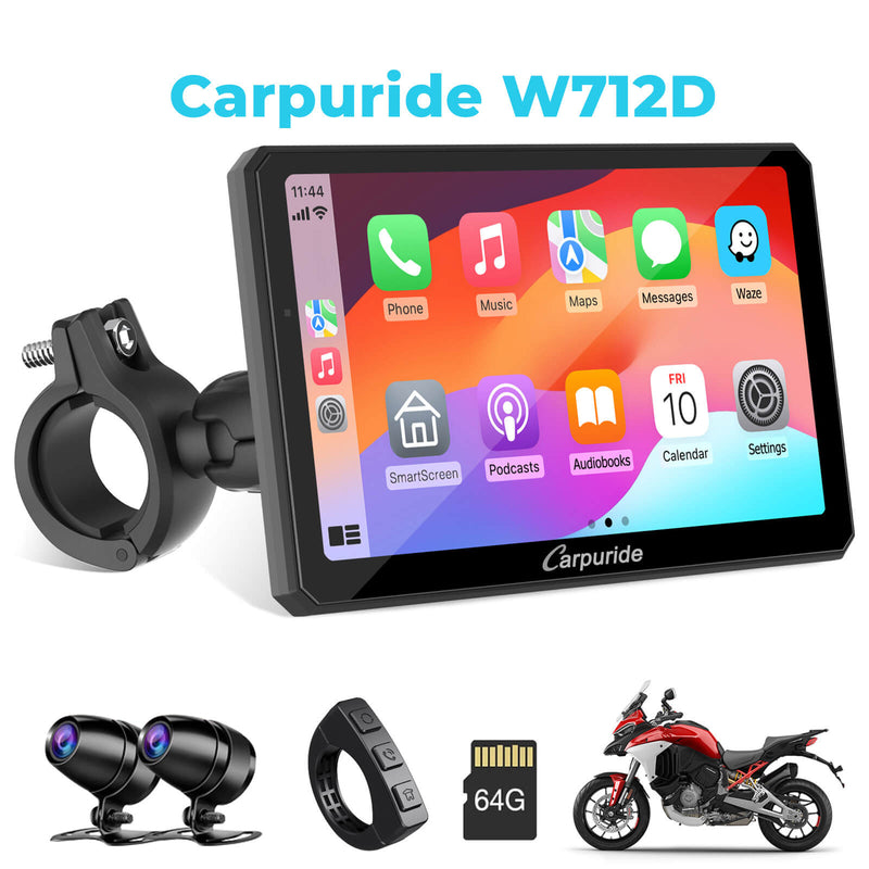 W712D with TPMS Option - Rotatable Motorcycle Stereo GPS & Dash