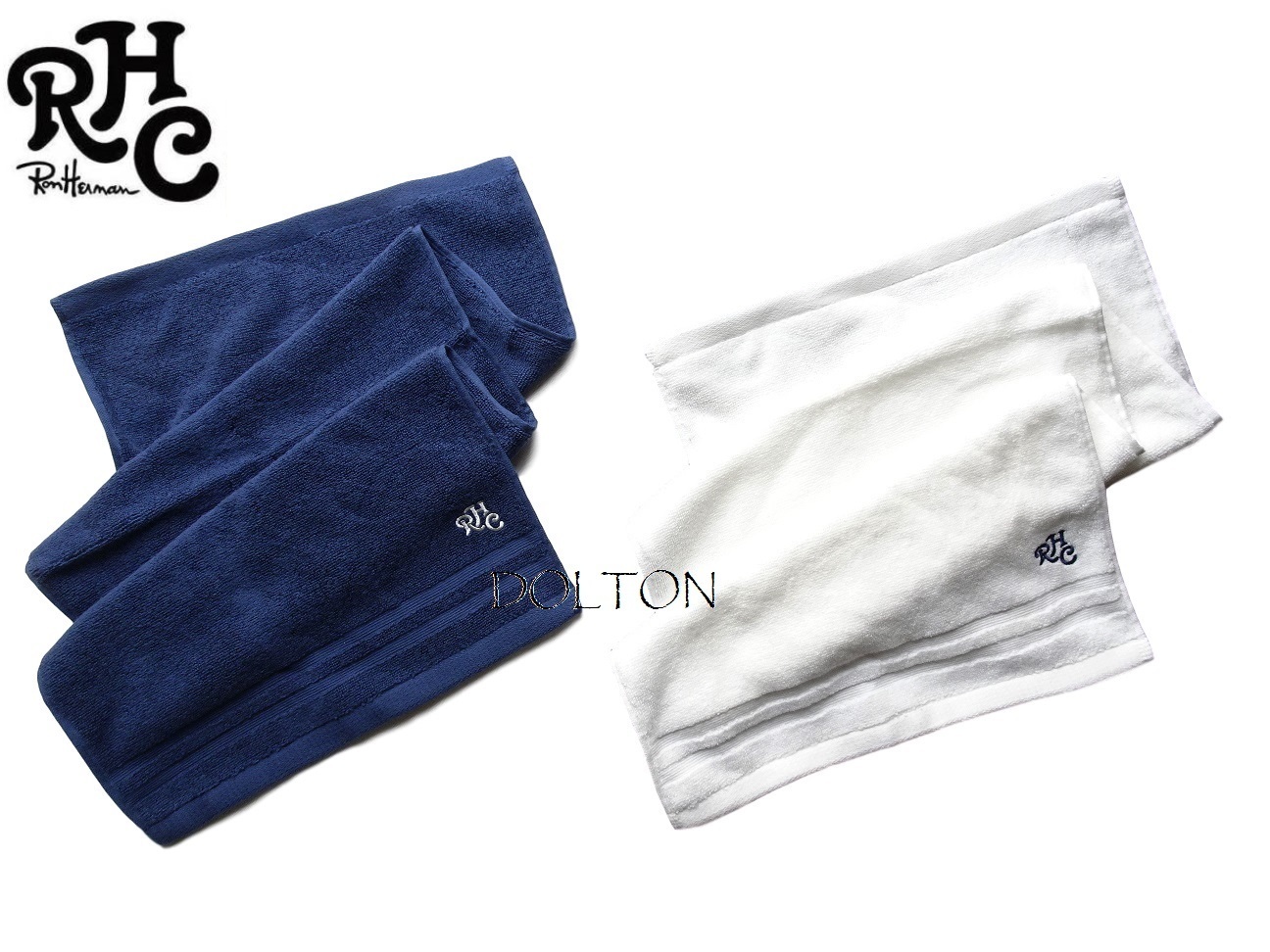 ロンハーマンRHCロゴ・白＆紺フェイスタオルセット・ギフト仕様 (Ron