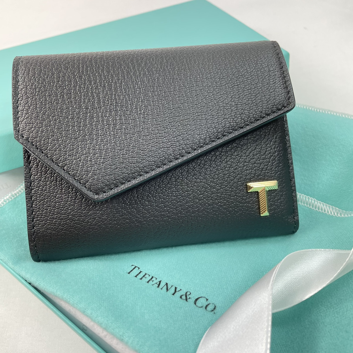 Tiffany & Co. 黒レザーネームタグ Tiffany & Co. ブラックレザー