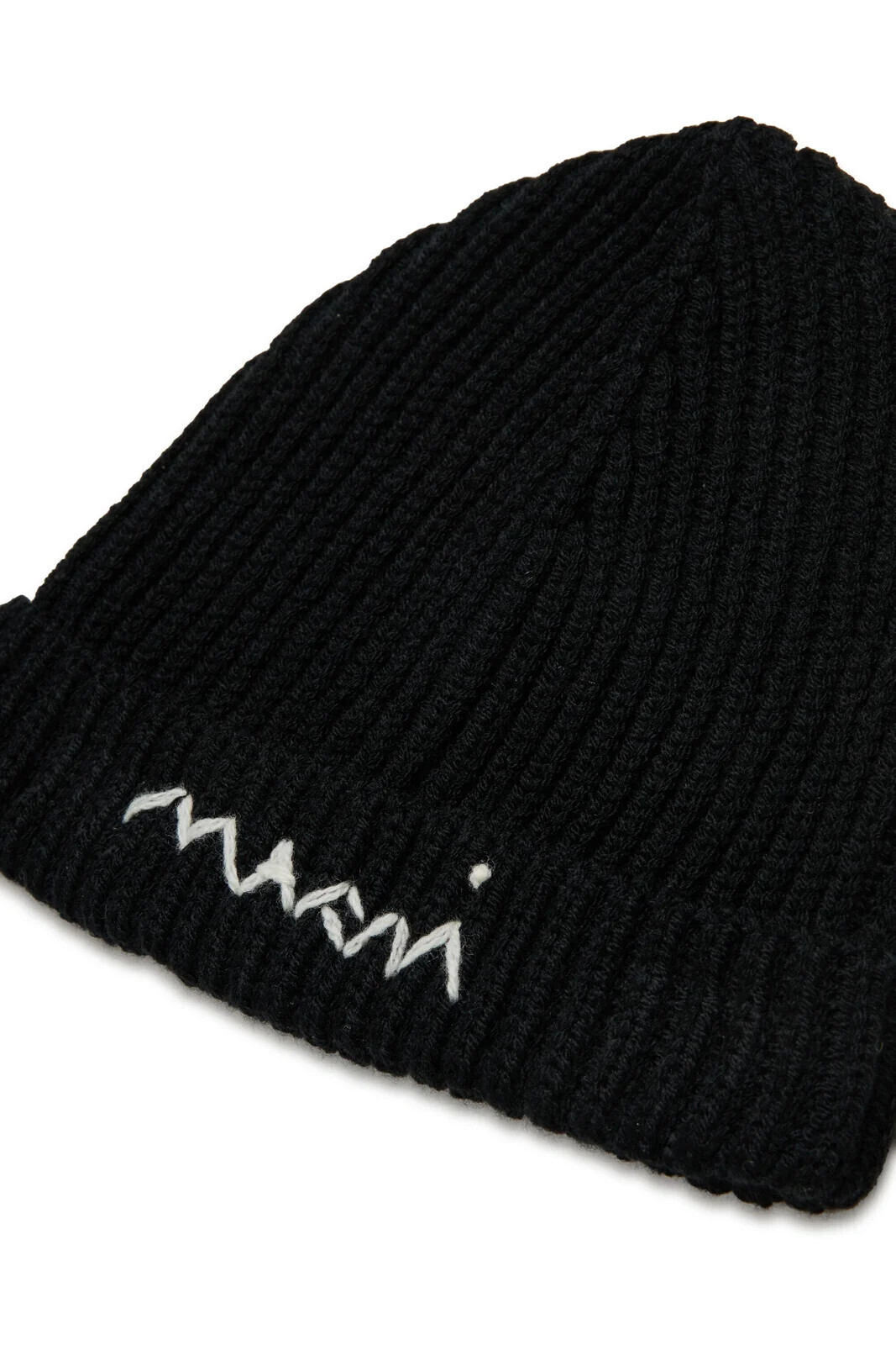 大人もOK! Marni マルニ 刺繍ロゴ リブ ニット帽 ニットキャップ
