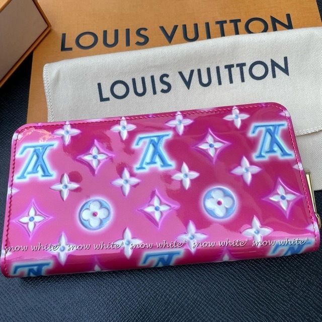 明日着 バレンタイン限定♪ 濃ピンク LV ヴェルニ ZIPPY 長財布 (Louis