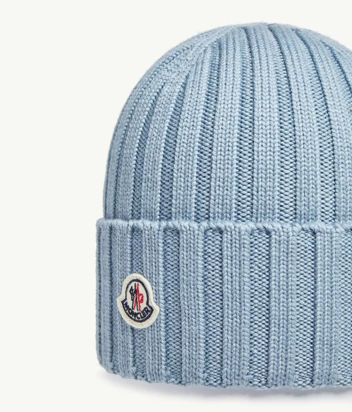 MONCLER 2025/26秋冬新作 ロゴ付き ピュアウールニット帽 (MONCLER