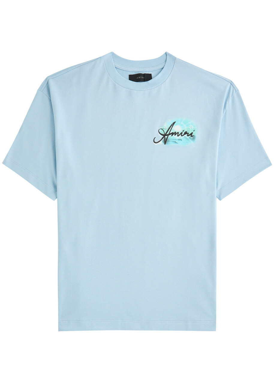 Amiri Paradise Printed Cotton T-shirt Light Blue Amiri