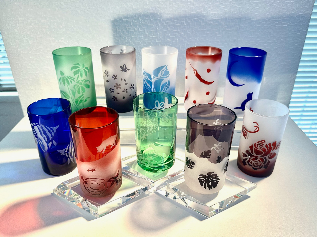 西武新宿線小平駅徒歩5分！サンドブラスト【筒型江戸色被せ硝子