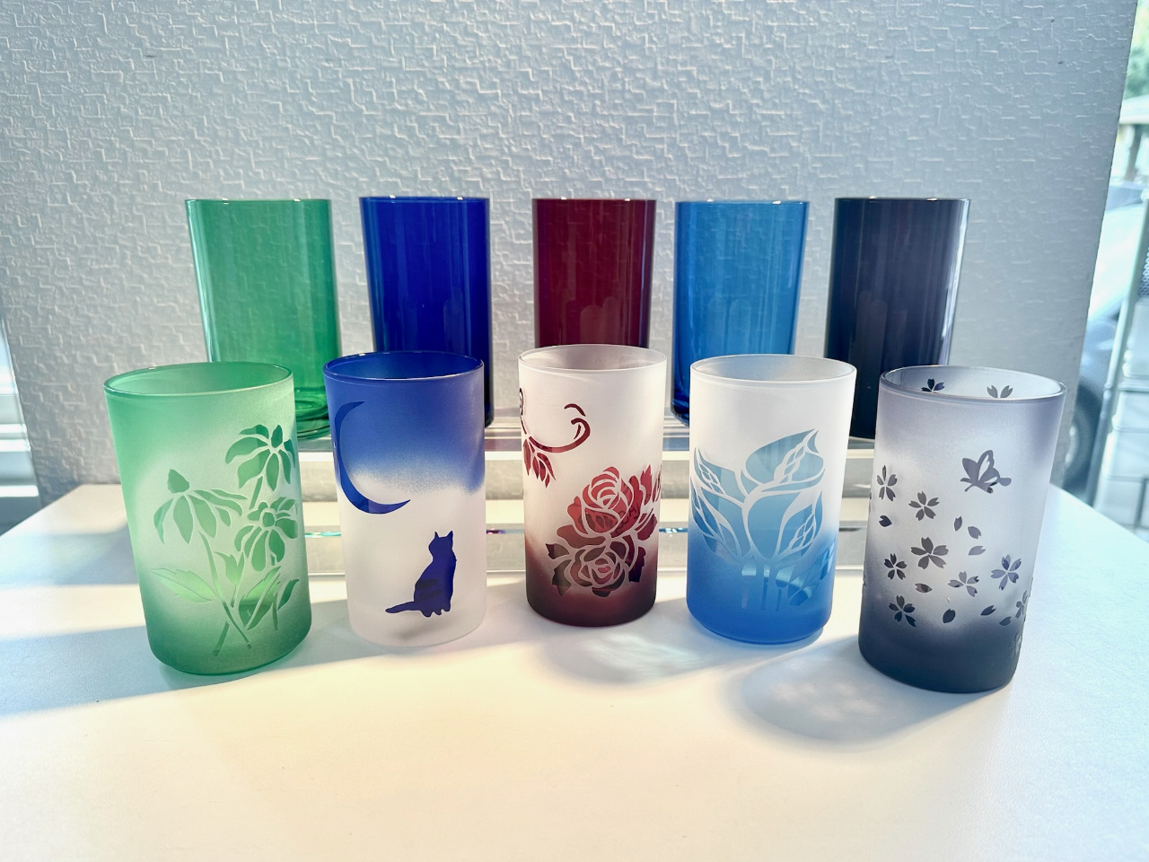 西武新宿線小平駅徒歩5分！サンドブラスト【筒型江戸色被せ硝子