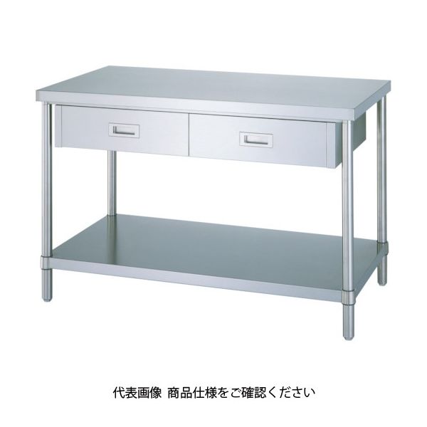 シンコー ステンレス作業台片面引出付(ベタ板棚タイプ・SUS430) 1200
