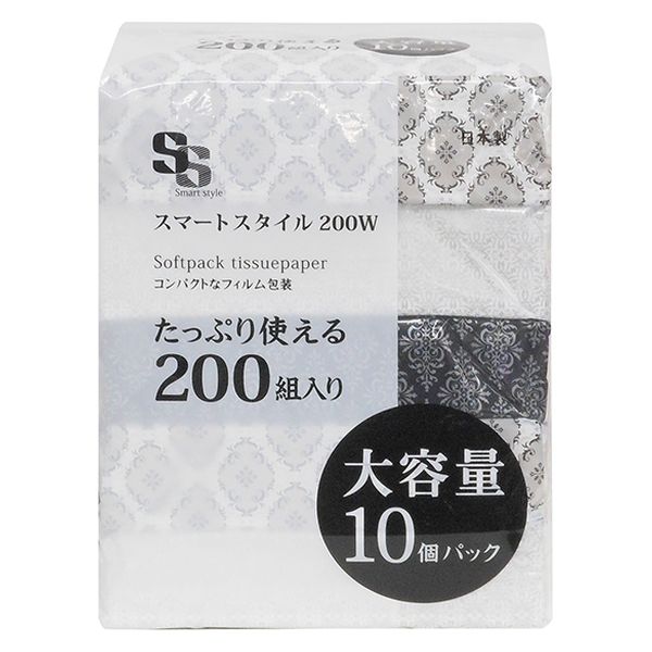 ティッシュペーパー 200組 （10個入）スマートスタイル ソフトパック
