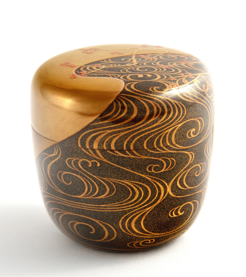三代目春斎】前端春斉 雪月花 陶漆漆器 茶碗 陶器 三代目春斎】前端春斉