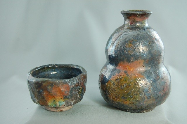 荒川明 焼締志野 ぐい呑 酒器/陶器/陶芸/鼠志野/日本酒/sake cup 荒川