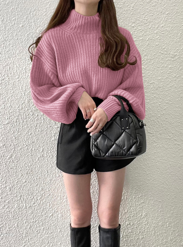 ボリュームスリーブハイネックニットトップス[an966] | レディース