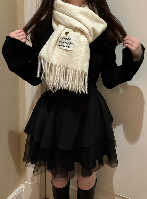 ハートチャーム＆タグ付きマフラー[bl041] | レディースファッション