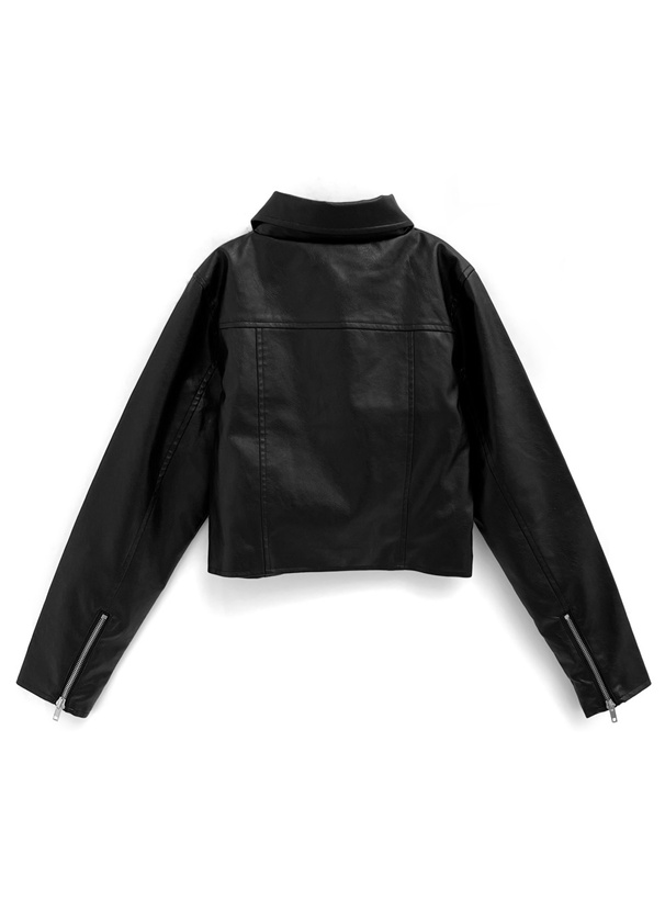 ち*ん様 レザーライダース ミニジャケットMini jacket 46ショート丈