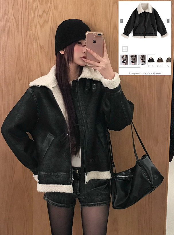 襟2Wayムートンボアブルゾン[k9056b] | レディースファッション通販の