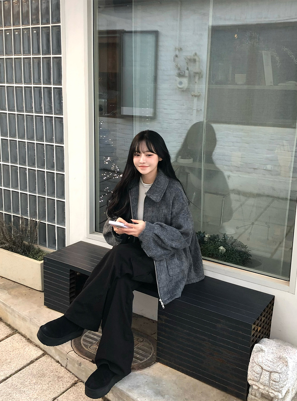 ダブルジップミドル丈シャギーブルゾン[on264] | レディース