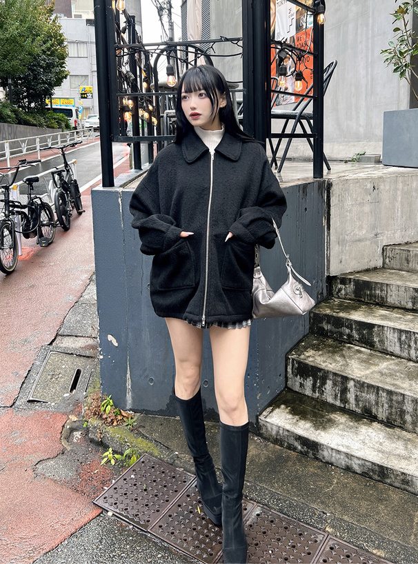 ダブルジップミドル丈シャギーブルゾン[on264] | レディース