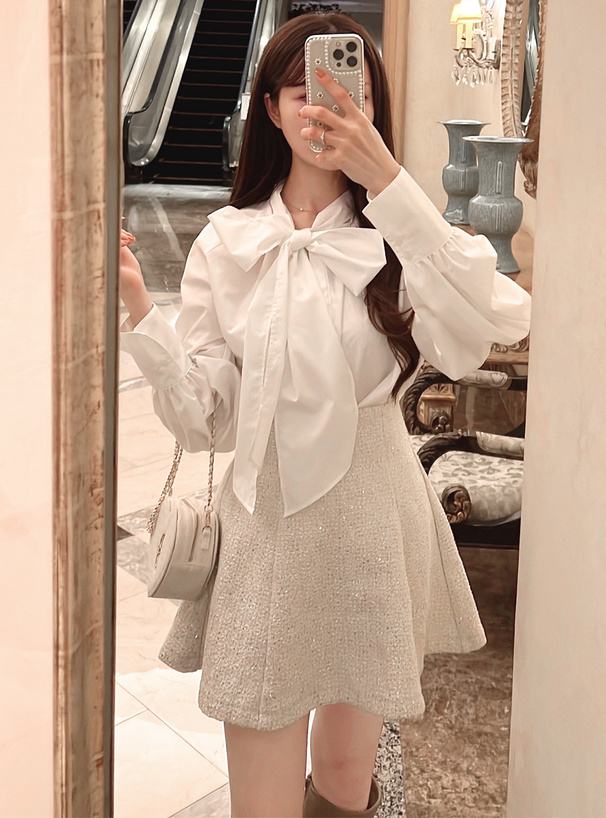 インパン裏地付きツイードスパンコールミニスカート[ta168