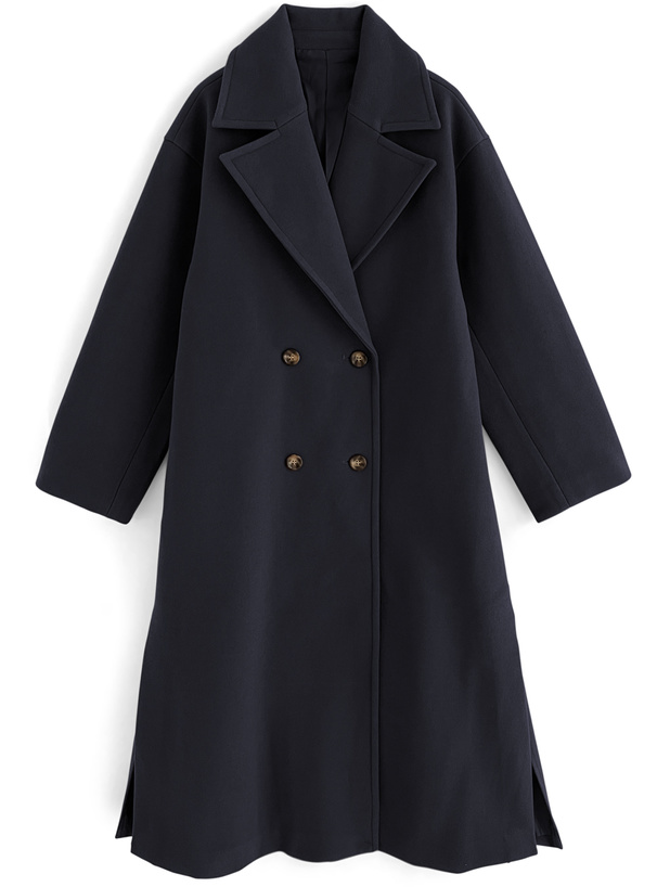 サイドスリットダブルボタンチェスターコート[ze759] | レディース