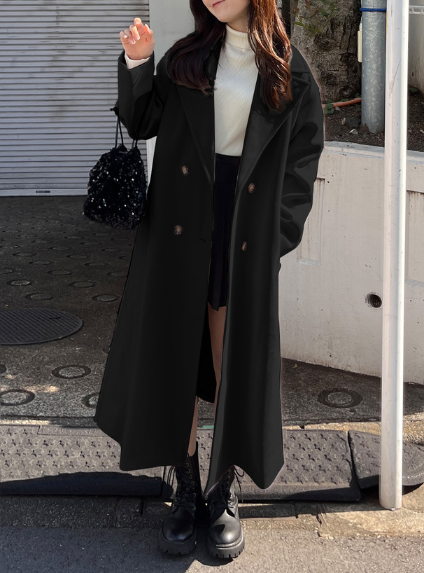 サイドスリットダブルボタンチェスターコート[ze759] | レディース