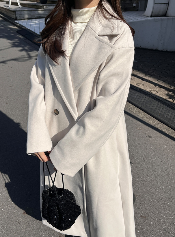 サイドスリットダブルボタンチェスターコート[ze759] | レディース