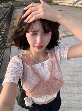 花柄フリルレイヤード風トップス[gn278] | レディースファッション通販