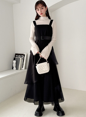 ベルト付きチュールレイヤードジャンパースカート[tg772] | レディース