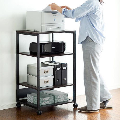 プリンター台（ラック・ワゴン・キャスター・レーザー・収納・棚・4段