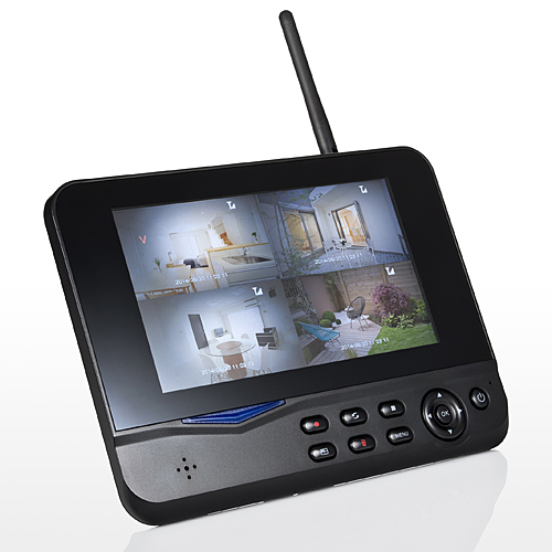 防犯カメラ＆モニターセット（ワイヤレス・4台カメラセット・屋外