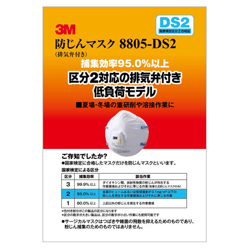 963M 防じんマスク 8805-DS2 国家検定合格品（DS2）50枚 3M™ 使い捨て