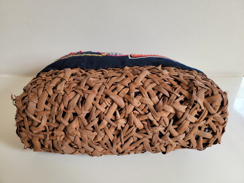 古布 手作り 国産山葡萄 底籠バック 古布 藍染 刺し子 | iichi 日々の