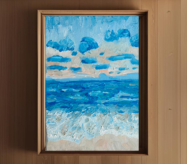 原画「朝の海6」サムホール・油彩画 | iichi 日々の暮らしを心地よく