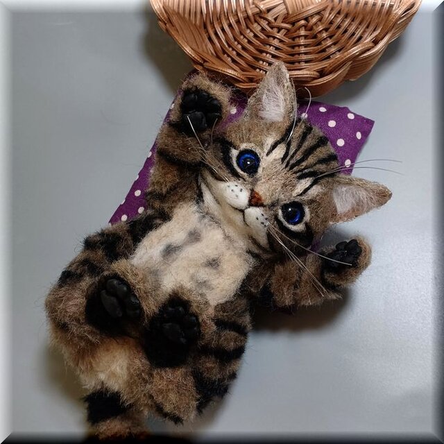 羊毛フェルト 猫 キジトラ猫 子猫ちゃん キジトラ ねこ ネコ 猫