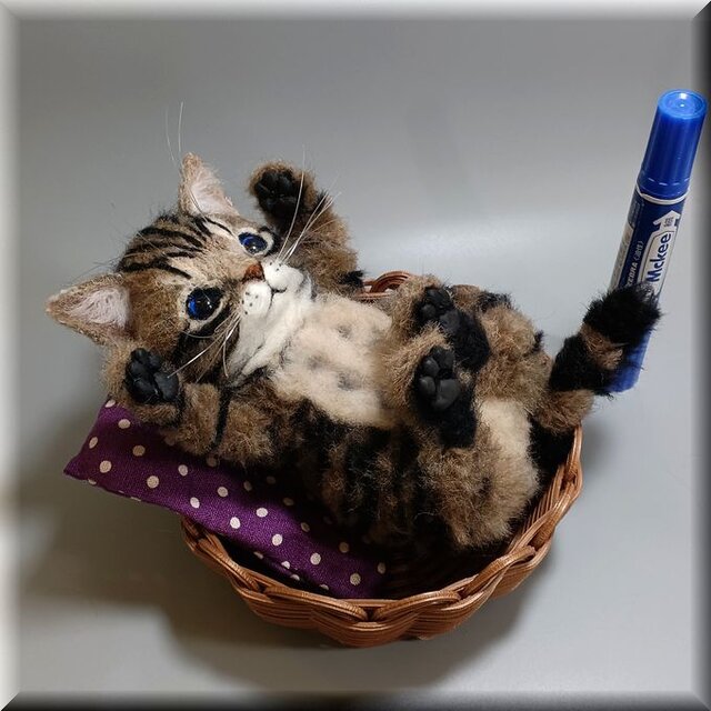 羊毛フェルト 猫 キジトラ猫 子猫ちゃん キジトラ ねこ ネコ 猫